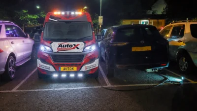 Mobile Tyre Fitting Slough 1 Auto X Limited providing 24/7 mobile tyre fitting in Langley, offering emergency roadside tyre replacement and professional mobile tyre services for drivers at night.