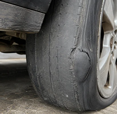 Puncture Repair in Slough 3 Tyre being inspected during a puncture repair